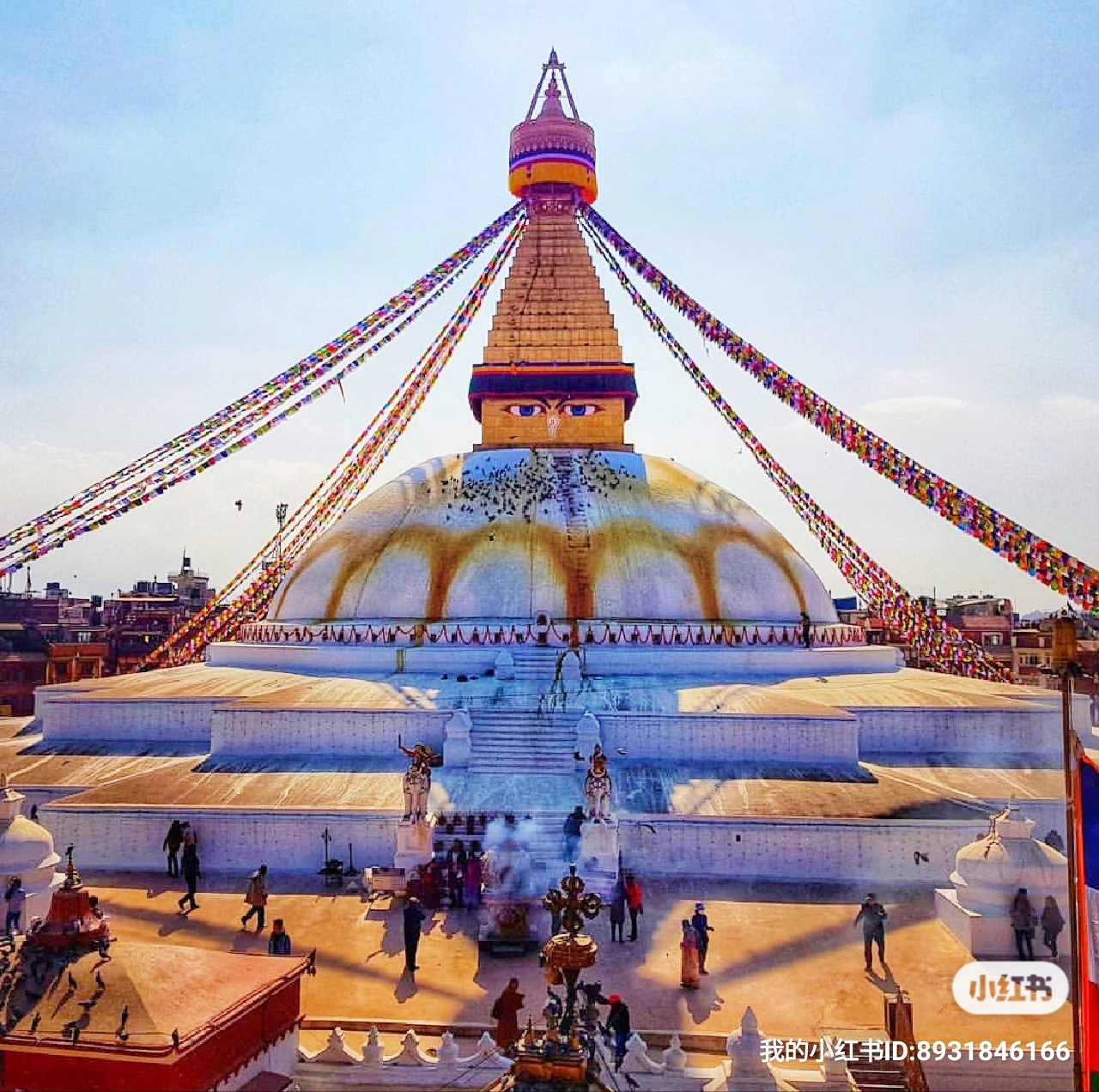 Boudhanath stupas in Kathmandu, Nepal - a UNESCO World Heritage Site and one of the largest Buddhist stupa in the world, with colorful prayer flags and a serene spiritual ambiance.